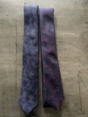 Egara Blue and Purple Camouflage Silk Ties - Pair